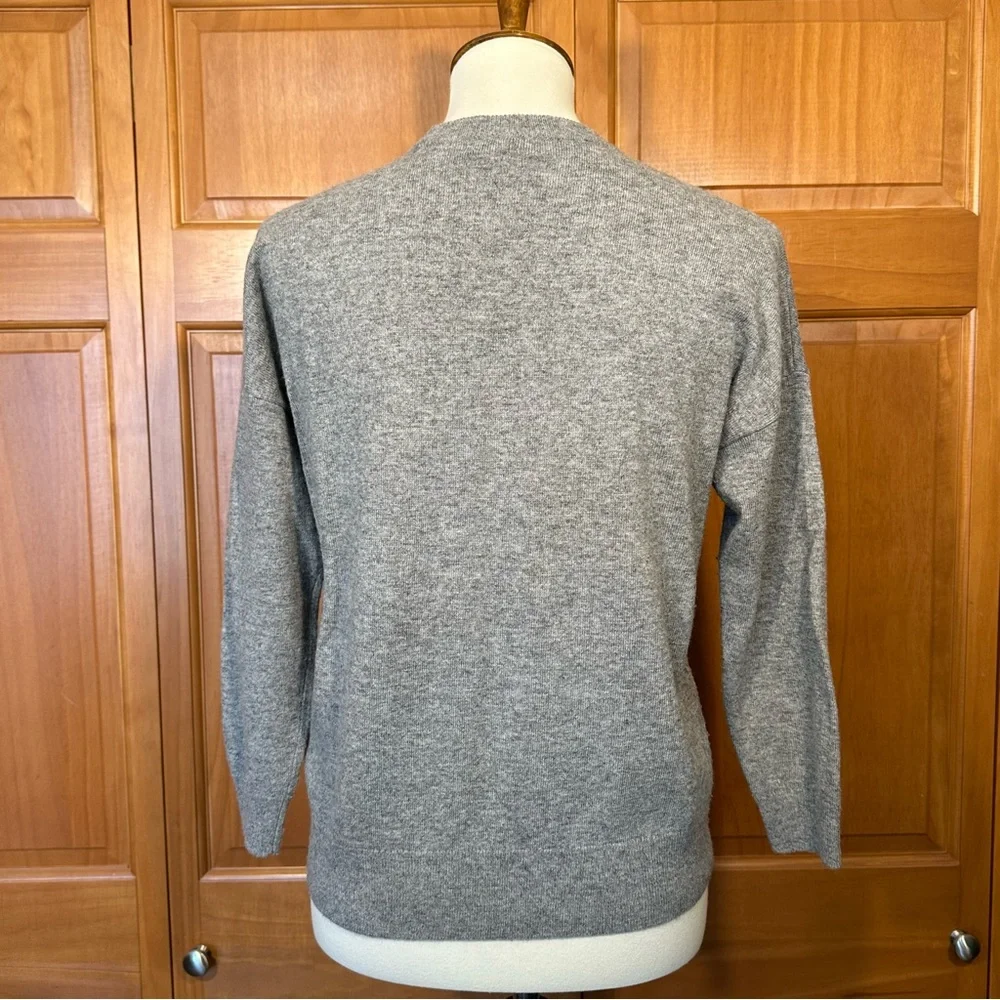 J Crew Women's Opal Embellished Crew Neck Sweater Top Gray EUC Size Small
